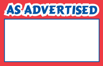 As Advertised Sign 5.5 x 3.5