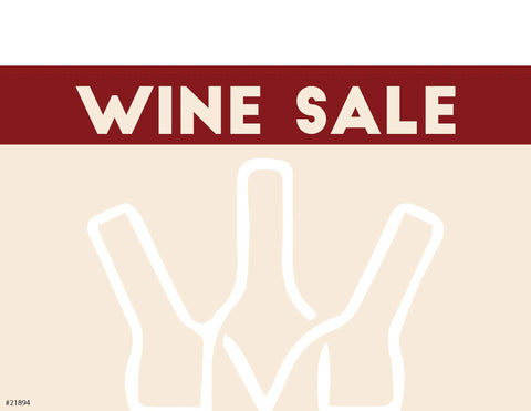 Wine Sale Sign 1up - Tan/Red