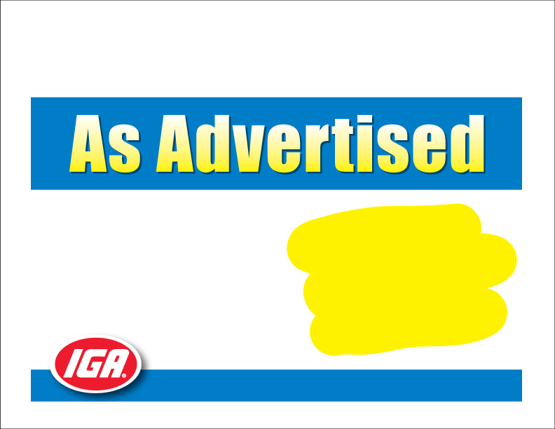 IGA As Advertised Shelf Sign - 1up