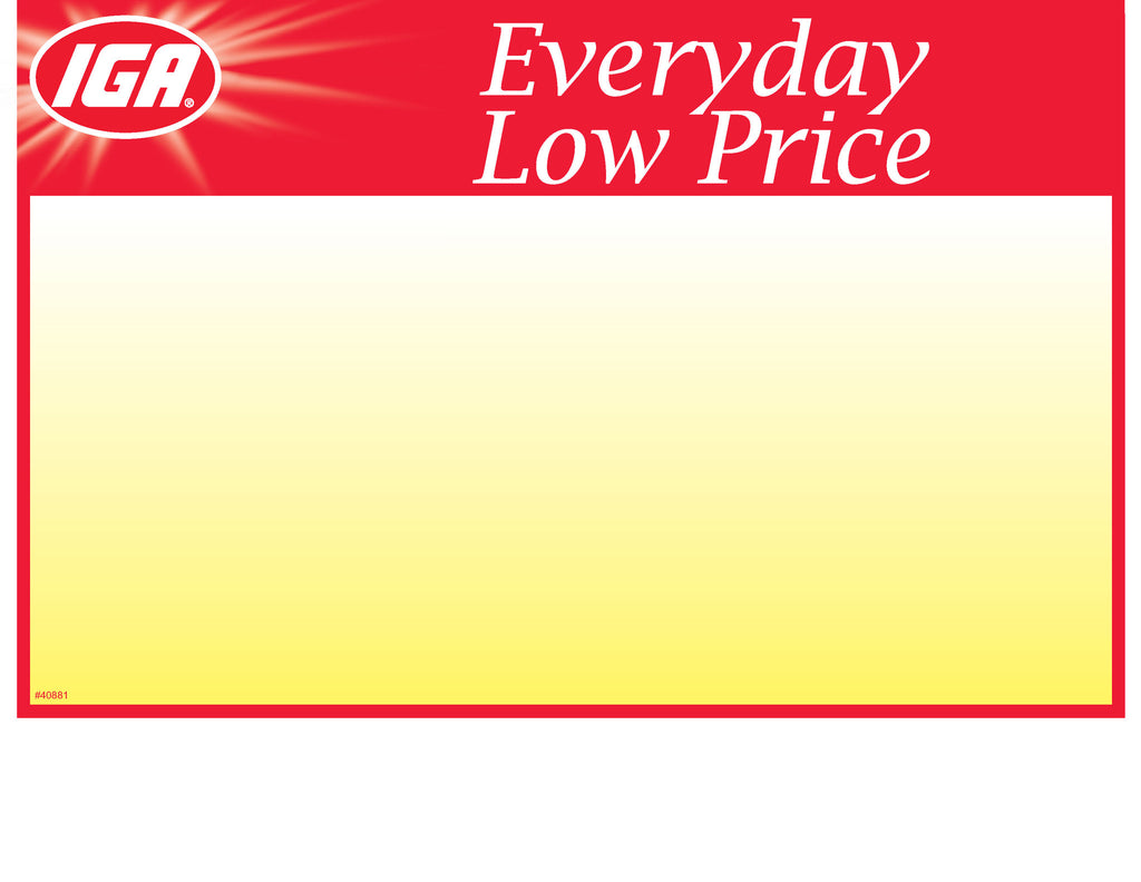 IGA Everyday Low Price Shelf Sign - 1up