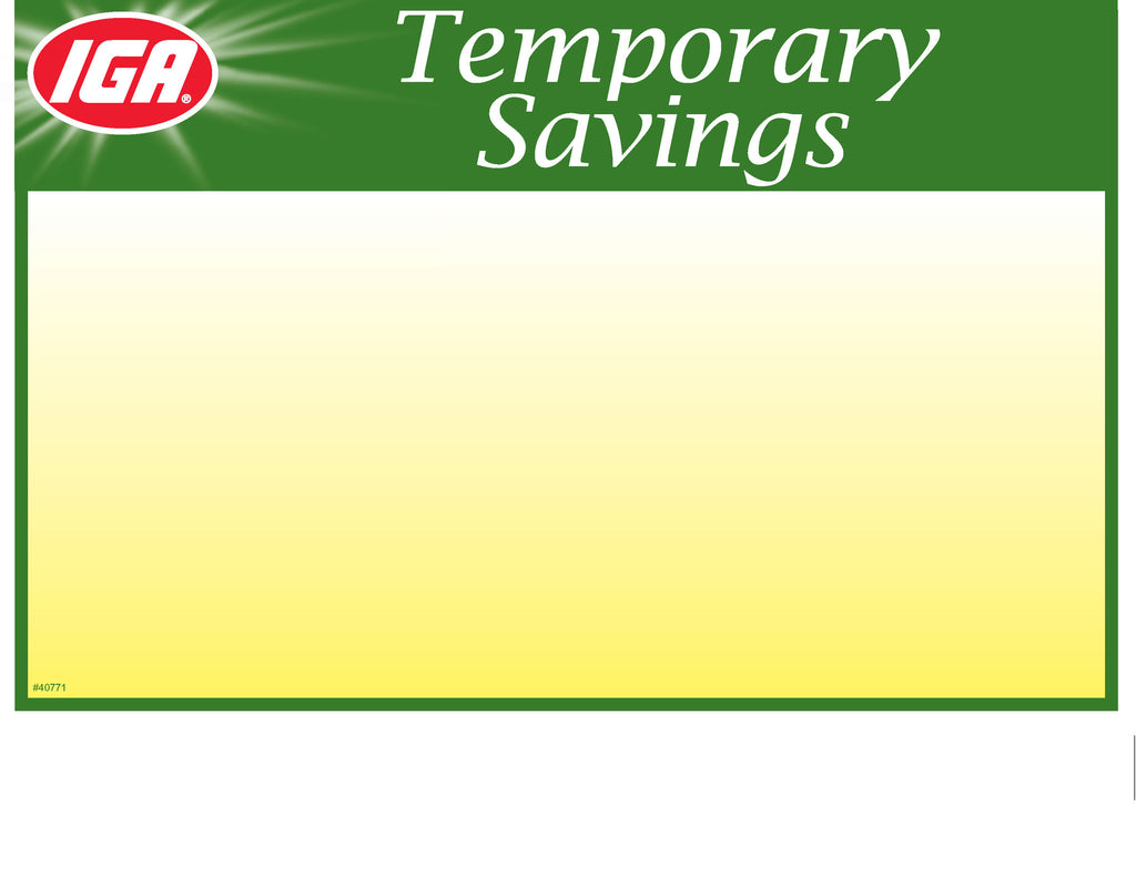 IGA Temporary Savings Shelf Sign - 1up